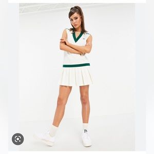 Adidas Originals Tennis Luxe Logo neck pleated dress in off white | NWT | size M